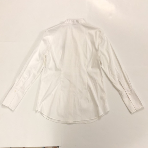 Ann Taylor 8P White Ruffle button down shirt flip cuffs NWOT Excellent Condition - Picture 5 of 10
